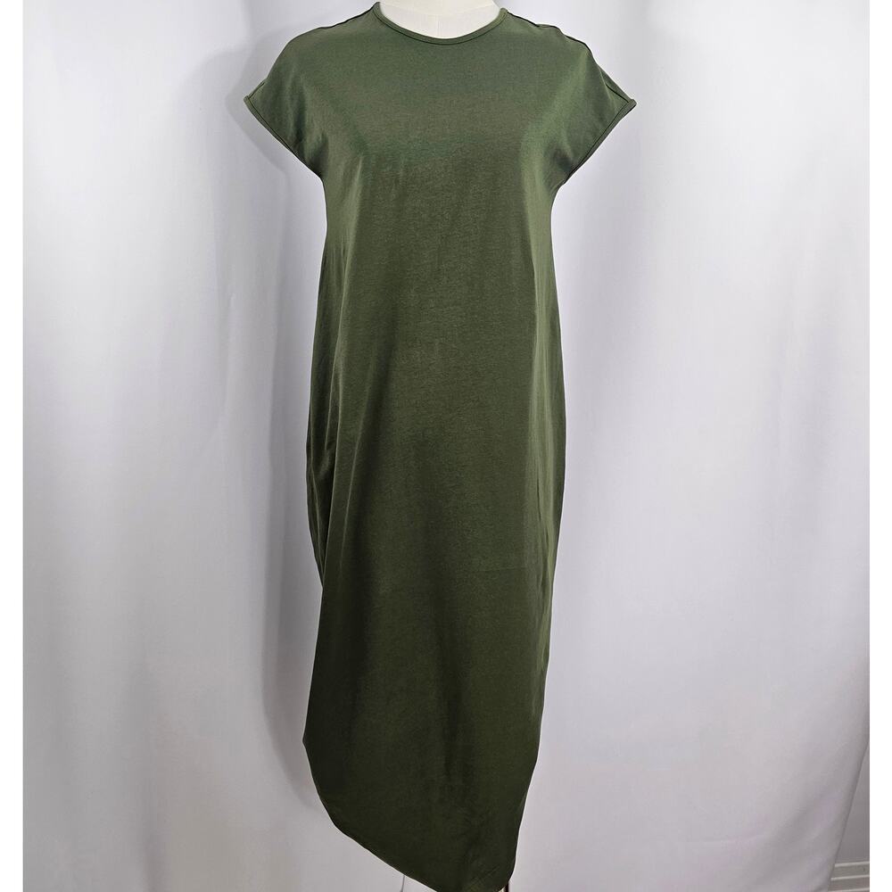 Universal Standard Geneva Green Asymmetrical Cotton Midi Dress Size 4XS/0 NWT - Picture 2 of 13